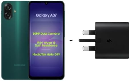 Samsung Galaxy A07 LTE International Version Smartphone – 256GB Storage, 8GB RAM, Dual SIM, 6nm Processor, Large Display, 6 OS Upgrades, Green (With Adapter)