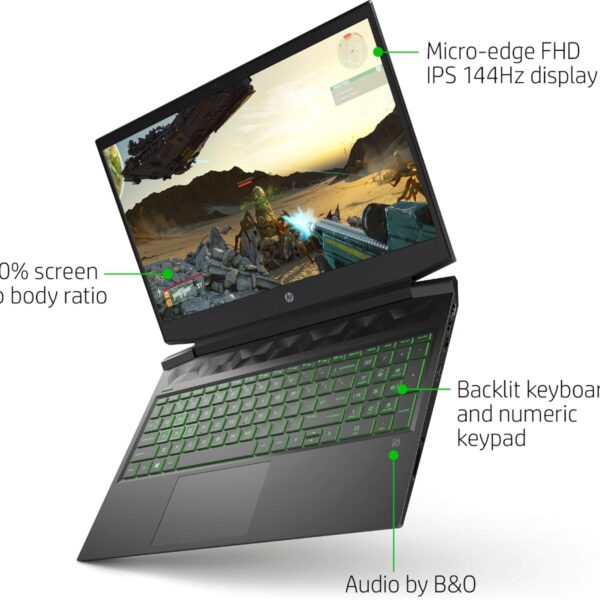 Second image of 2020 HP Pavillion 16.1" FHD 144Hz IPS Gaming Laptop | 10th Gen Intel Core i5-10300H | 8GB RAM | 128GB SSD Boot + 1TB HDD | GTX 1660Ti 6GB | Backlit Keyboard | Included: Gaming Mouse | Windows 10