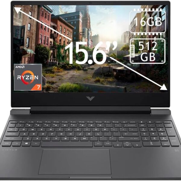 HP Victus 15.6" FHD LED144Hz Gaming Laptop AMD Ryzen 7 7445HS (Up to 4.7GHz) NVIDIA GeForce RTX 4050 6GB GDDR6 16GB DDR5-5600 RAM 512GB NVMe M.2 SSD Wi-Fi 6E Win 11 Home, Mica Silver (US Version)